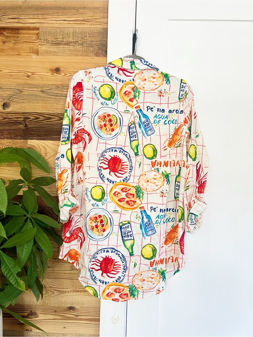 NWT Calypso St. Barth Linen-Blend Seafood Print Button-Down Shirt Medium - Picture 3 of 6